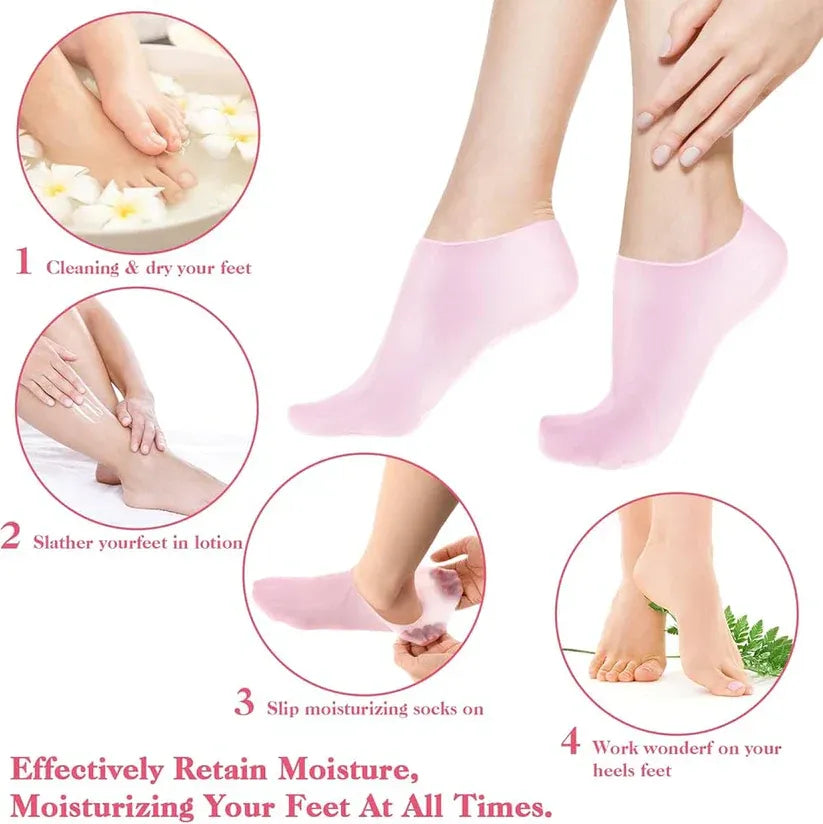 IMPORTED QUALITY Silicone Gel Moisturizing Socks Prevent Foot Heel Crack Shoes