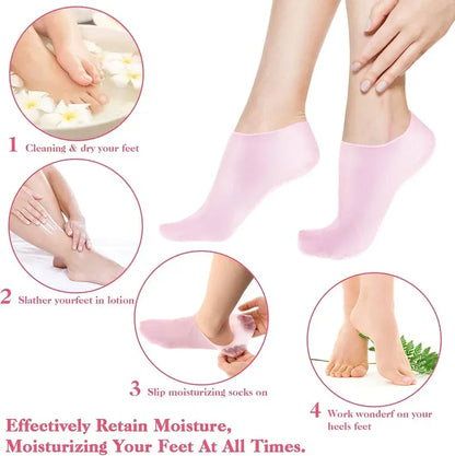 IMPORTED QUALITY Silicone Gel Moisturizing Socks Prevent Foot Heel Crack Shoes
